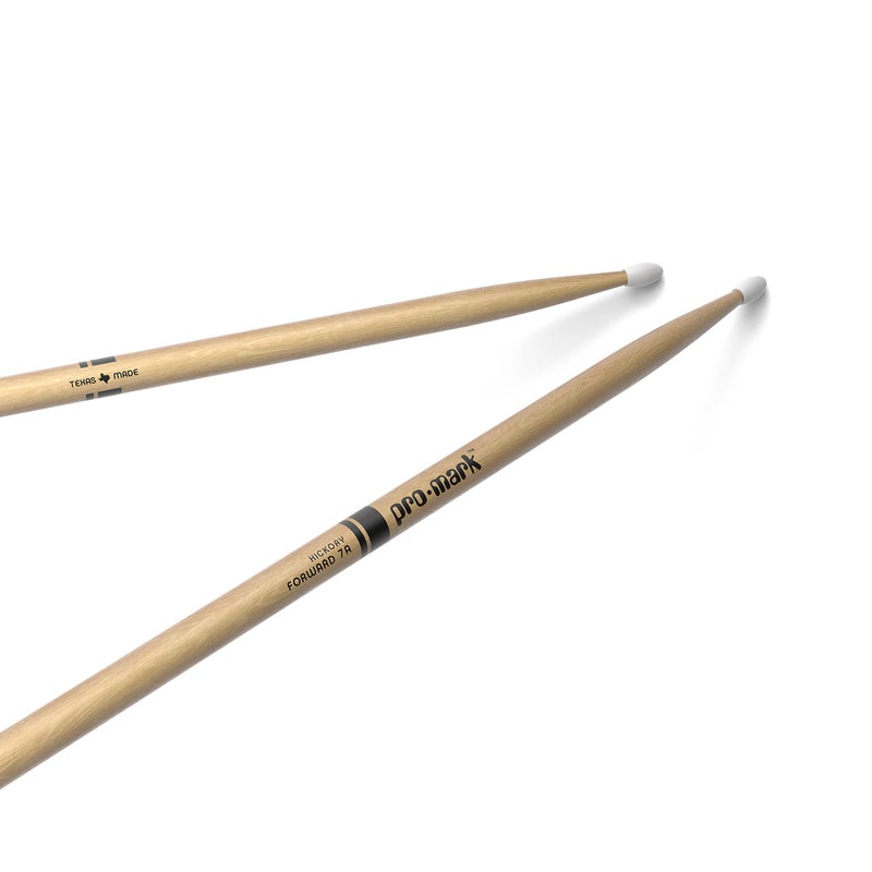 ProMark Classic Forward 7A Hickory Drumsticks, Oval Nylon Tip, One Pair - Image 1