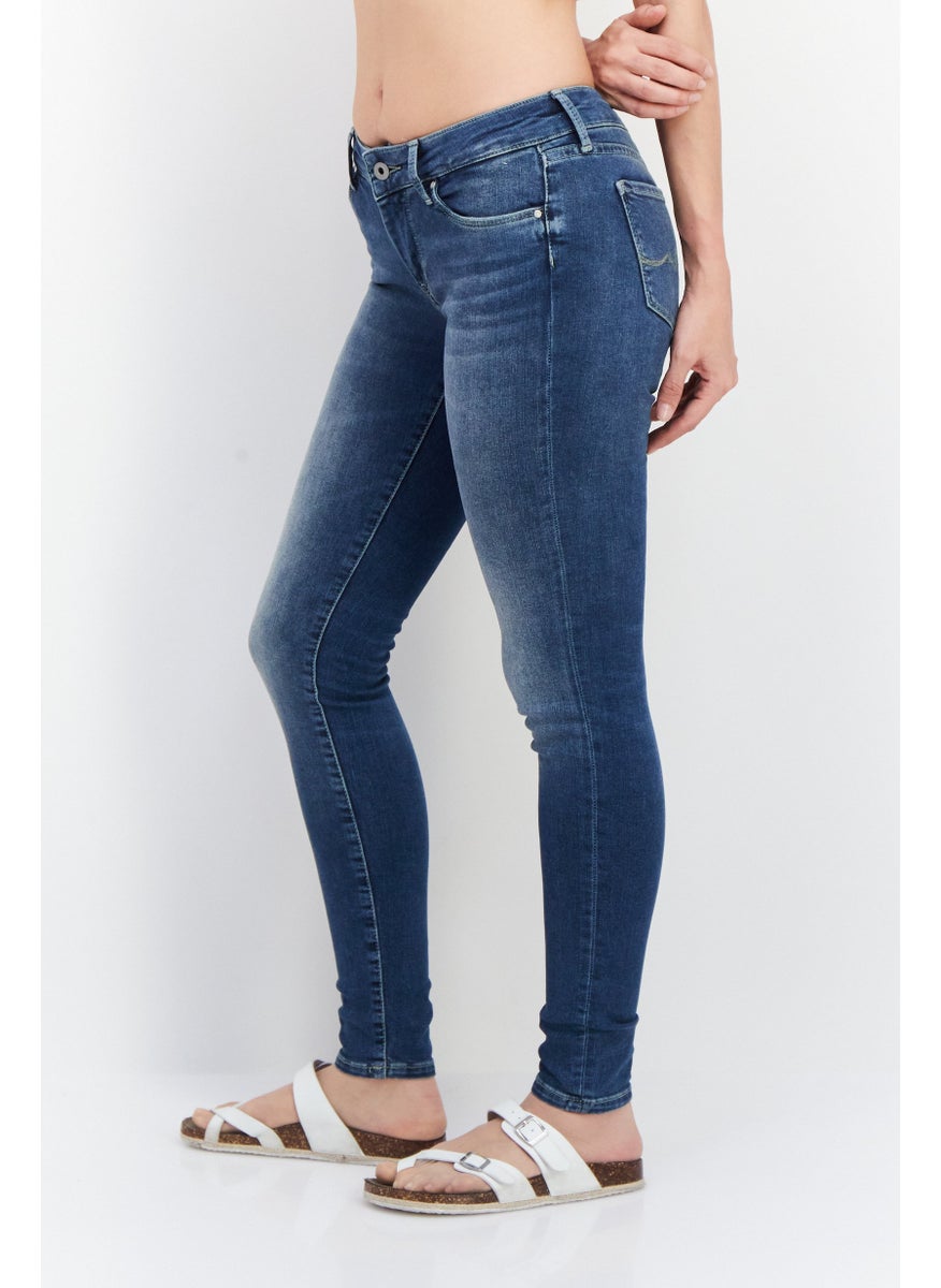 Pepe Jeans Women Regular FIt Solid Denim Jeans, Blue  - Image 3