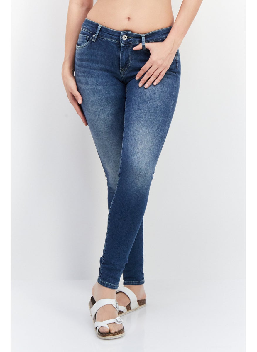 Pepe Jeans Women Regular FIt Solid Denim Jeans, Blue  - Image 1