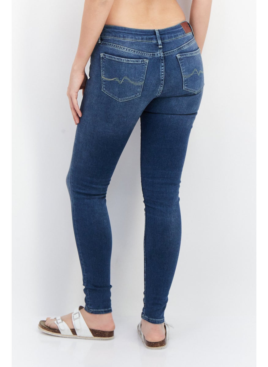 Pepe Jeans Women Regular FIt Solid Denim Jeans, Blue  - Image 2