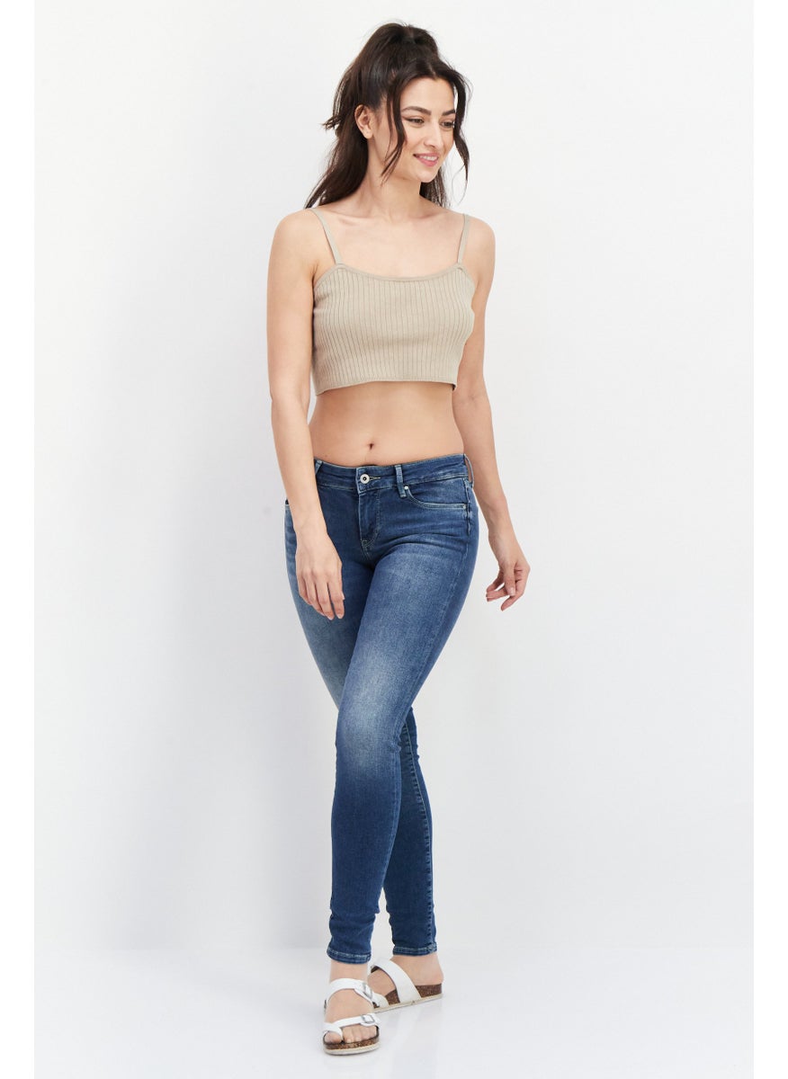 Pepe Jeans Women Regular FIt Solid Denim Jeans, Blue  - Image 4