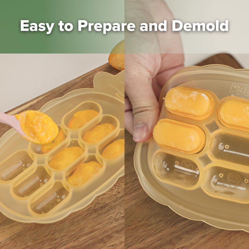 Haakaa Silicone Nibble Freezer Tray -Breastmilk Teething Popsicle Mold - Baby Fruit Food Feeder Teether Tray - Baby Food Maker - Ice Cube Tray - 4 Months+ Babies - BPA Free -Banana - Image 5