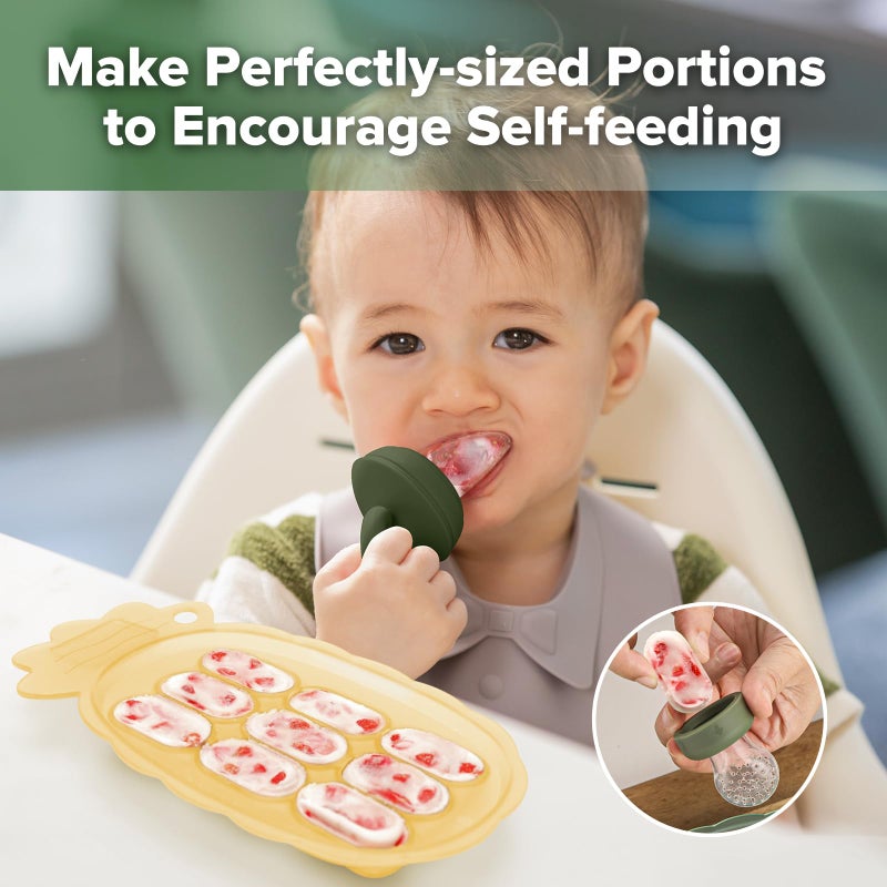 Haakaa Silicone Nibble Freezer Tray -Breastmilk Teething Popsicle Mold - Baby Fruit Food Feeder Teether Tray - Baby Food Maker - Ice Cube Tray - 4 Months+ Babies - BPA Free -Banana - Image 2