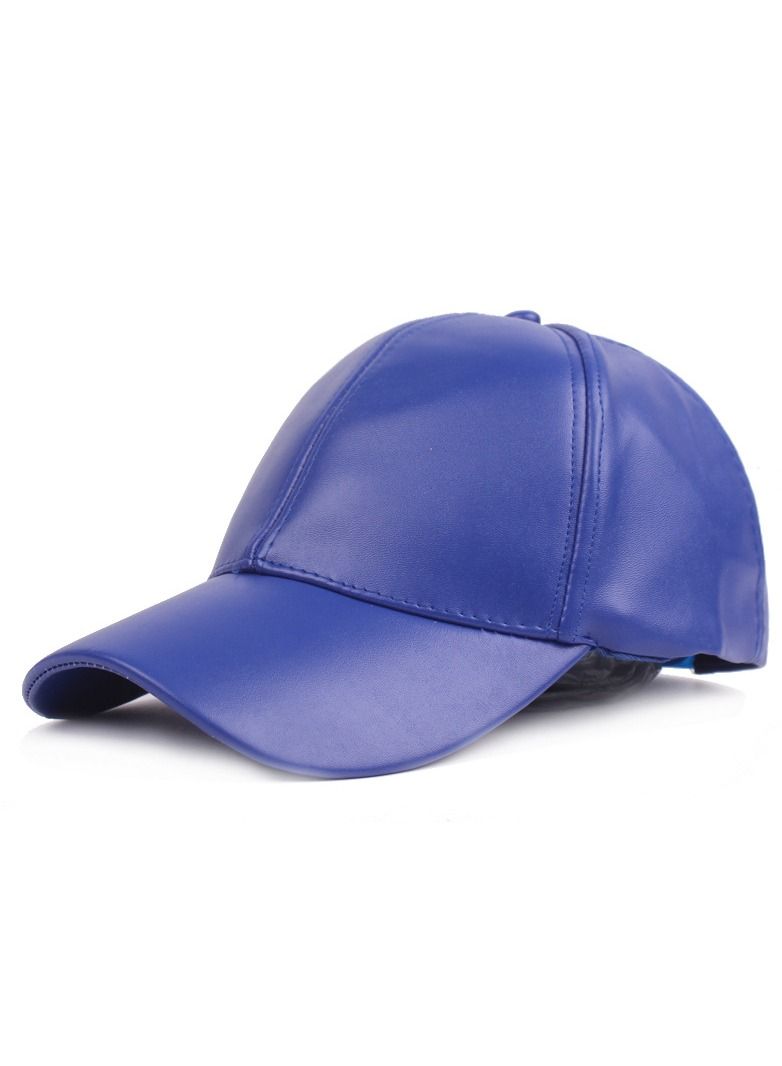 Loquat Men/Women Monochrome Leather Duck Tongue Hat Blue 