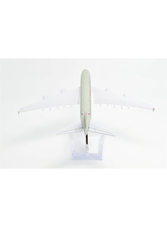 Premify طائرة إيرباص A380 من الخطوط الجوية القطرية مقاس 16 سم مصنوعة من خليط معدني بمقياس 1:400، نموذج طائرة ثابت مزخرف، نموذج طائرة لعبة وحامل - Image 4