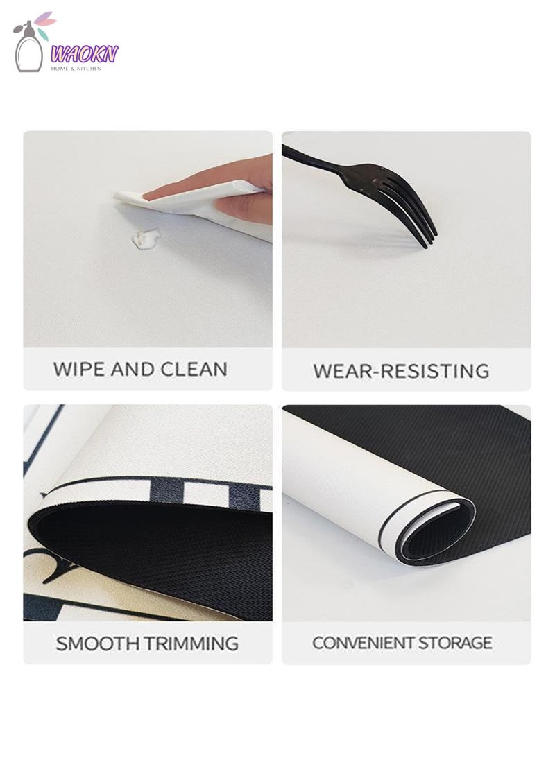دبليو أيه أو كي أن حصيرة ماصة لآلة القهوة، حصيرة تجفيف الأطباق، حصيرة ماصة للماء للمطبخ، حصيرة تصريف مقاومة للحرارة، سهلة التنظيف، وسادة رف الأطباق مع ظهر مطاطي مانع للانزلاق، عازل، 40×50 سم - Image 2