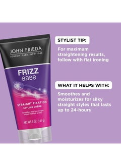 John Frieda Anti Frizz, Frizz-Ease Straight Fixation Styling Creme, Straight Hair Product for Smooth, Silky, No-Frizz Hair, 5 Ounces  - Image 3