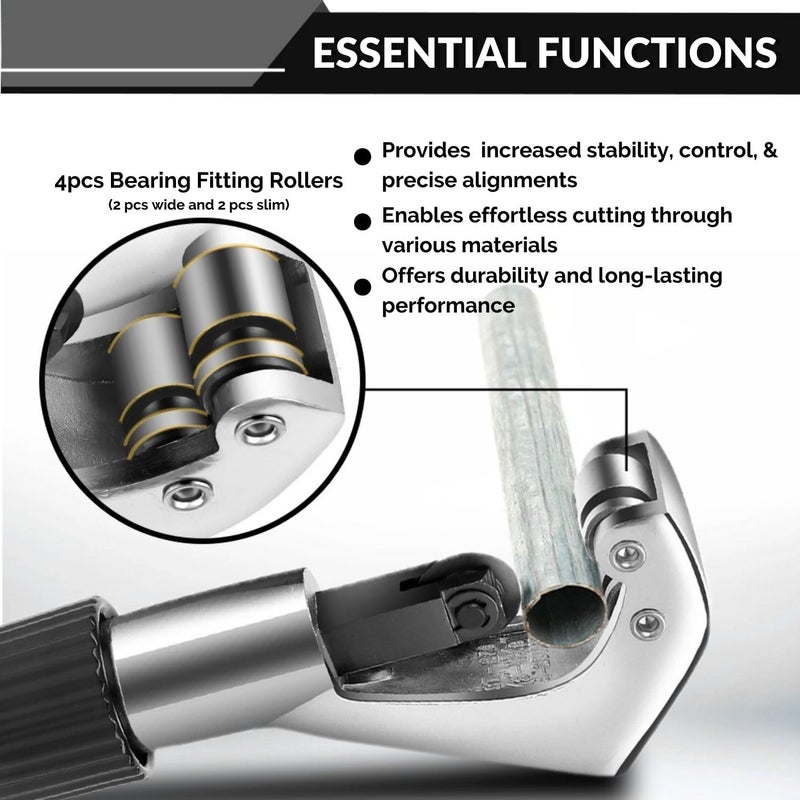 Flexzion Tube Cutter, Heavy Duty Tubing Pipe Cutter, 1/8 to 1-1/8 inch Cutting Diameter w/Reamer, Ideal for Cutting Copper, Aluminum, Brass, Steel, Plastic and More - Image 3