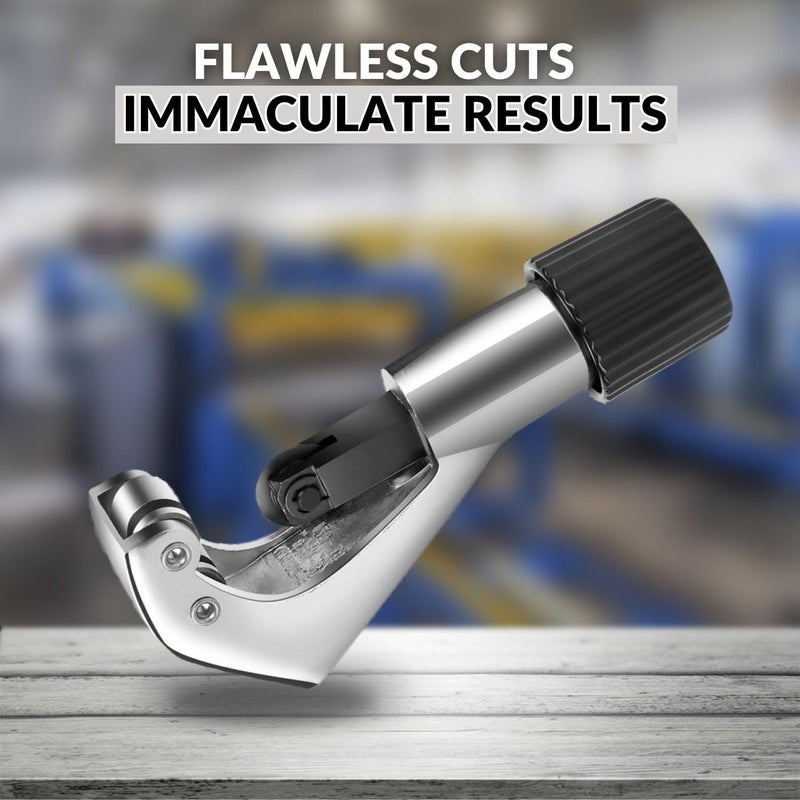 Flexzion Tube Cutter, Heavy Duty Tubing Pipe Cutter, 1/8 to 1-1/8 inch Cutting Diameter w/Reamer, Ideal for Cutting Copper, Aluminum, Brass, Steel, Plastic and More - Image 2