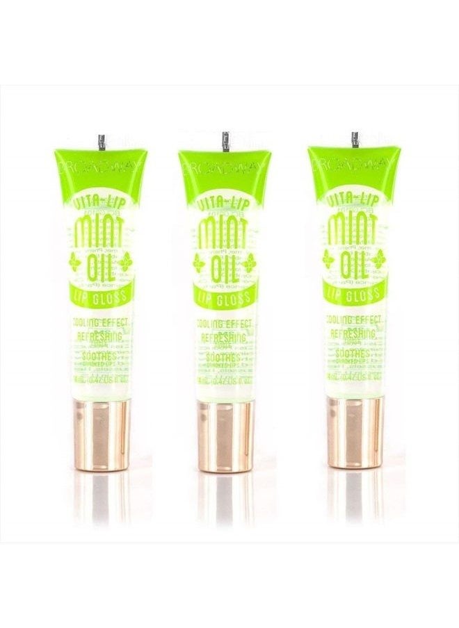 Broadway Vita-Lip Clear Lip Gloss 0.47oz/14ml (BCLG0101- Mint Oil),Pack of 3  - Image 1