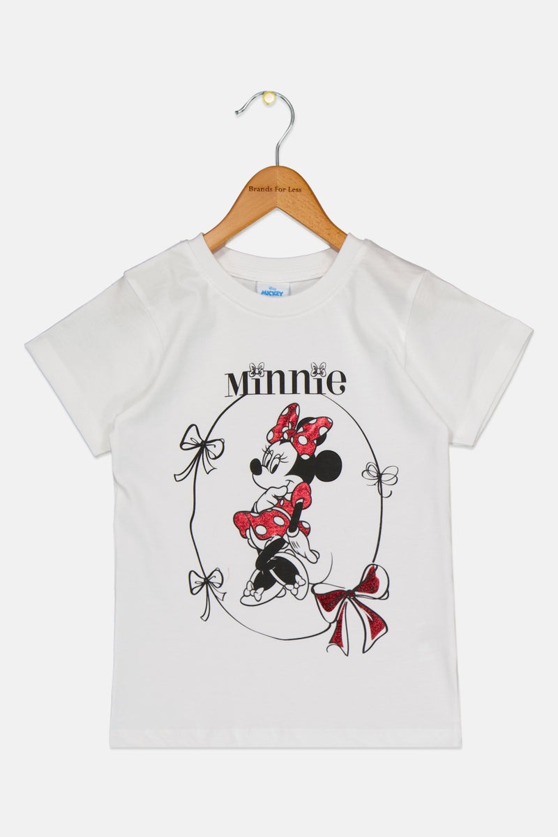 Disney Kids Girl Graphic Mickey And Friends Short Sleeve Top, White - Image 2