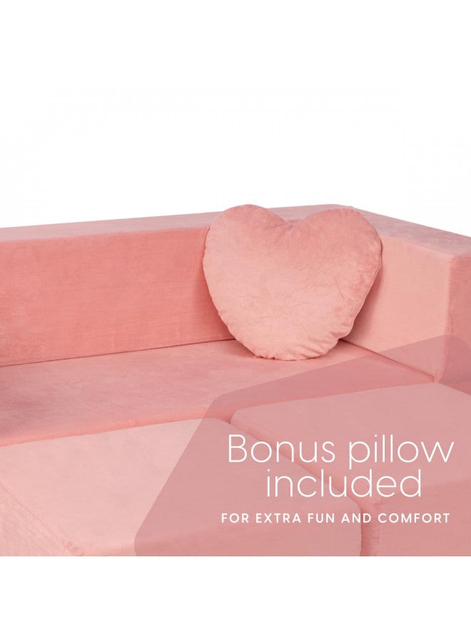 Milliard Kids Couch - Modular Kids Sofa for Toddler and Baby Playroom/Bedroom Furniture (Pink) with Bonus Pillow - Image 2