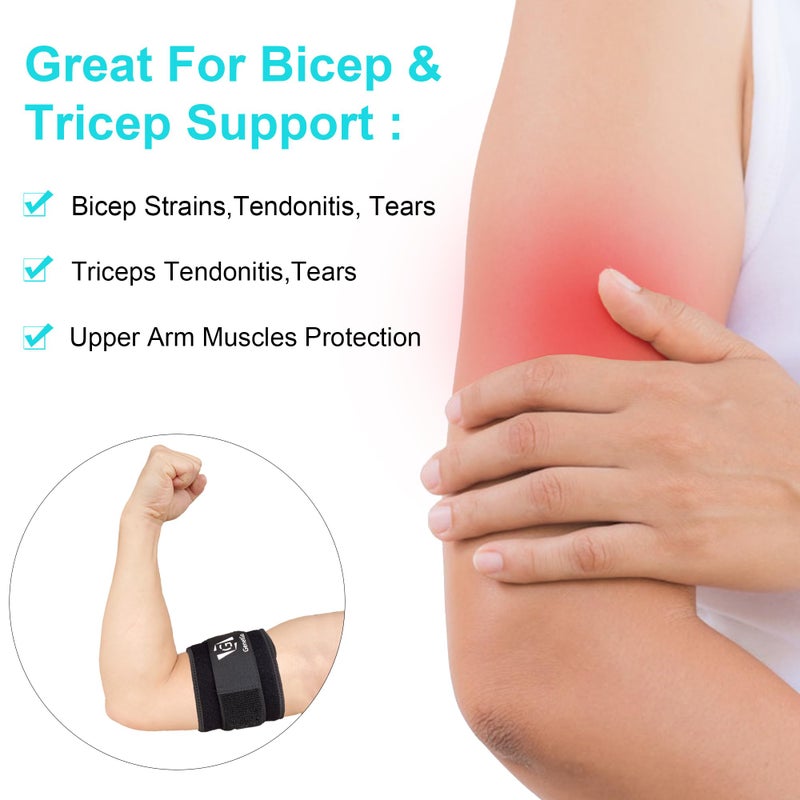 GenetGo Bicep & Tricep Tendonitis Brace Compression Sleeve - Pain Relief for Bicep and Tricep Muscle Strains, Upper Arm Support (L/XL Width-4") - Image 2