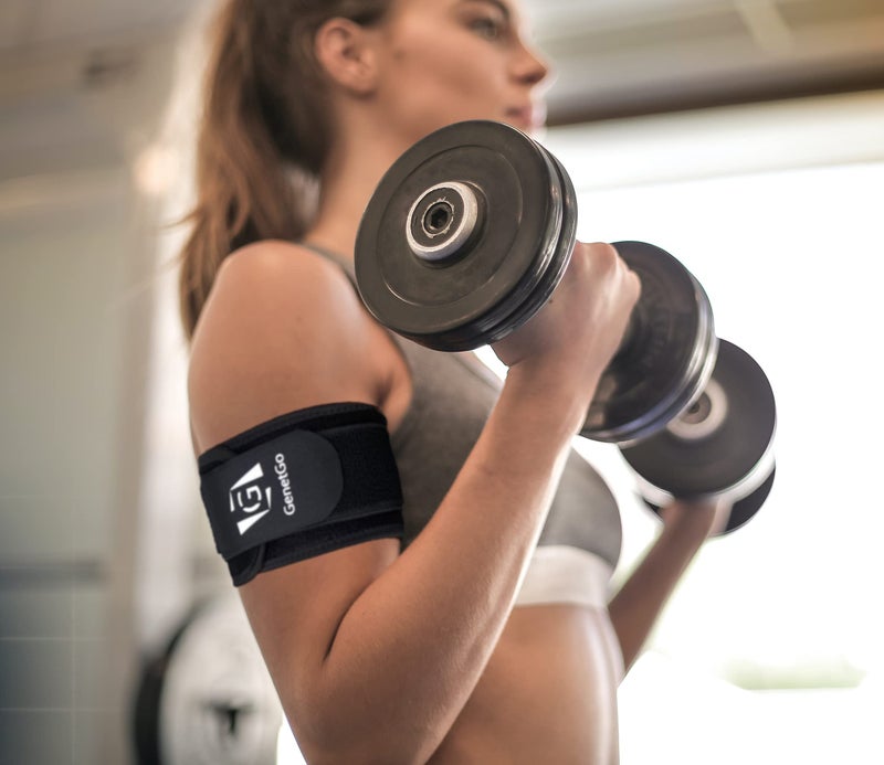 GenetGo Bicep & Tricep Tendonitis Brace Compression Sleeve - Pain Relief for Bicep and Tricep Muscle Strains, Upper Arm Support (L/XL Width-4") - Image 5