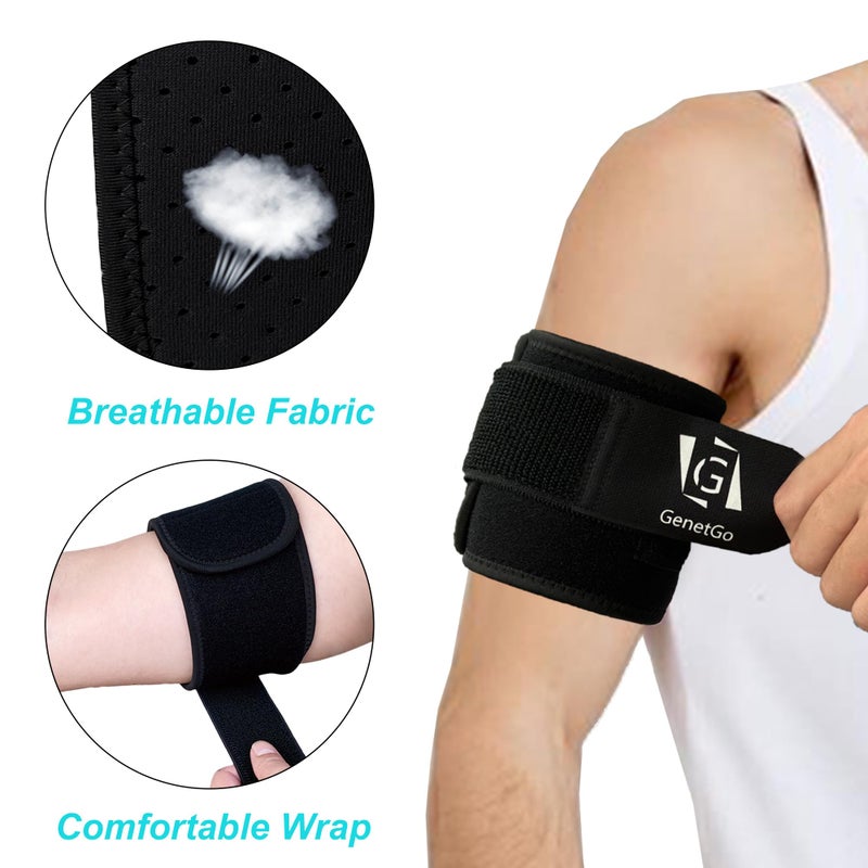 GenetGo Bicep & Tricep Tendonitis Brace Compression Sleeve - Pain Relief for Bicep and Tricep Muscle Strains, Upper Arm Support (L/XL Width-4") - Image 4