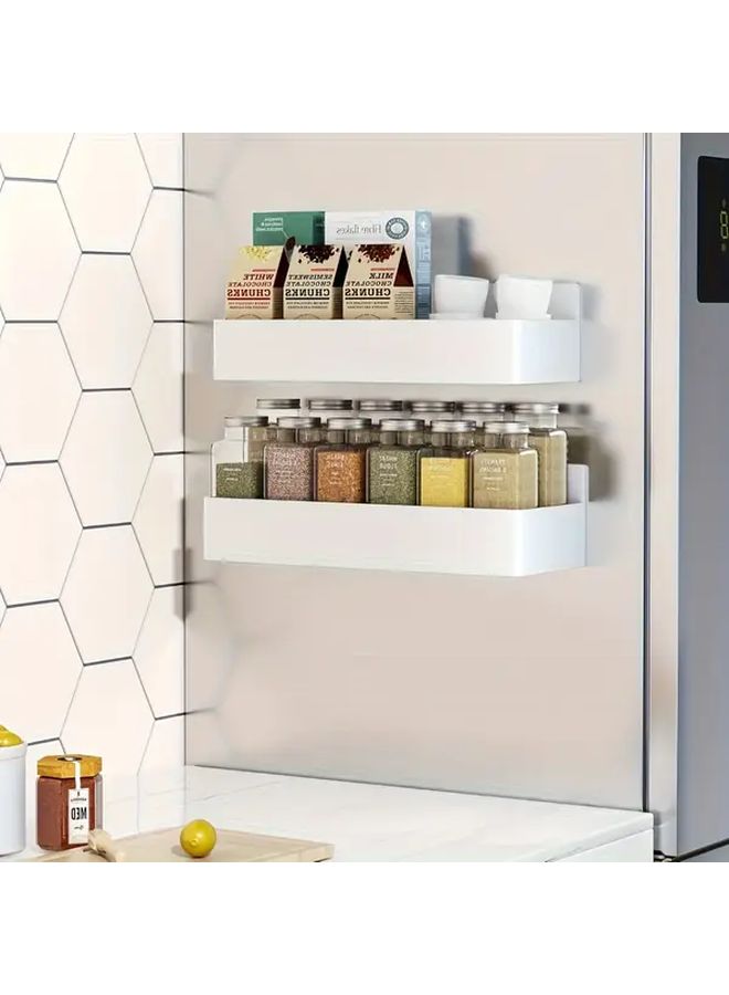 Magnetic Spice Rack For Refrigerator Black No Drill Installation Space Saving Shelf Organizer - Image 4
