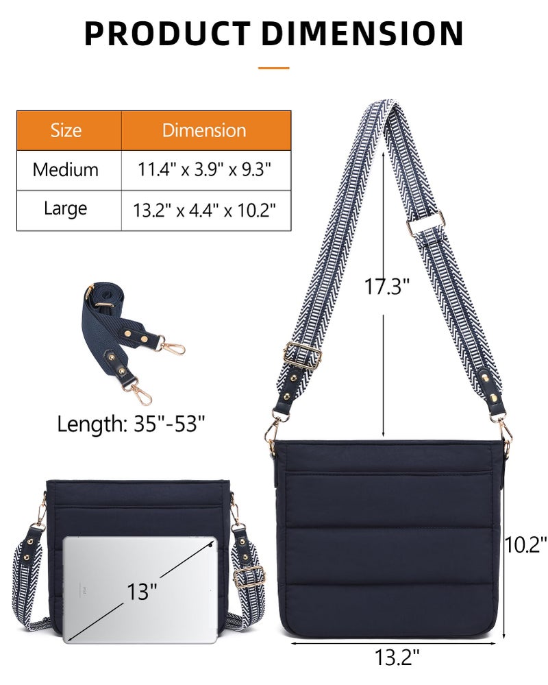 BAVERGE Purses for Women 2PCS Puffer Quilted Crossbody Shoulder Hobo Bags Trendy Ladies Handbag with Coin Wallet 2 Adjustable Straps - Image 3