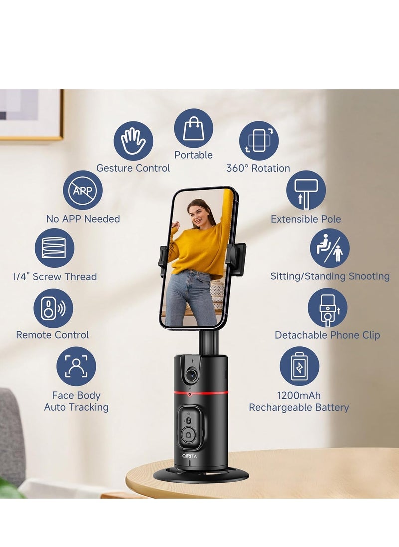 general Extendable Auto Face Tracking Tripod Smart Shooting Phone Stand with Remote 360° Rotation Suitable for Vlog/TIK Tok Rechargeable Battery Black - Image 2