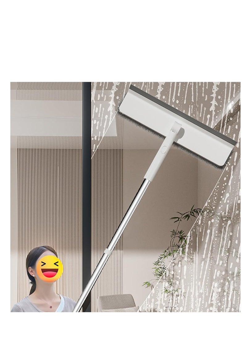 أداة تنظيف النوافذ 2 في 1، فرشاة تنظيف النوافذ التليسكوبية، مجموعة تنظيف ممسحات النوافذ المنزلية ذات المقبض الطويل مع قطعتين قماش من الألياف الدقيقة للنافذة العالية في الأماكن المغلقة/الخارجية، باب زج - Image 1
