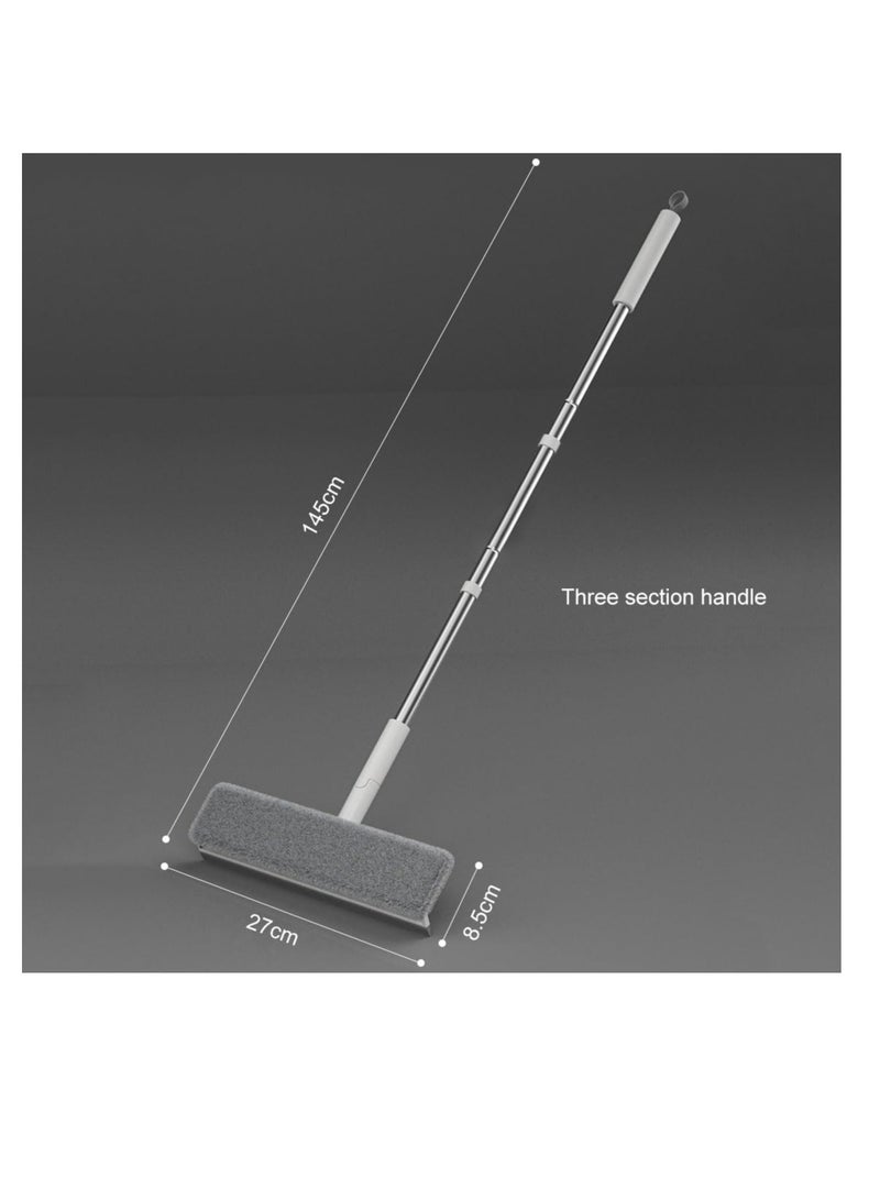 أداة تنظيف النوافذ 2 في 1، فرشاة تنظيف النوافذ التليسكوبية، مجموعة تنظيف ممسحات النوافذ المنزلية ذات المقبض الطويل مع قطعتين قماش من الألياف الدقيقة للنافذة العالية في الأماكن المغلقة/الخارجية، باب زج - Image 2