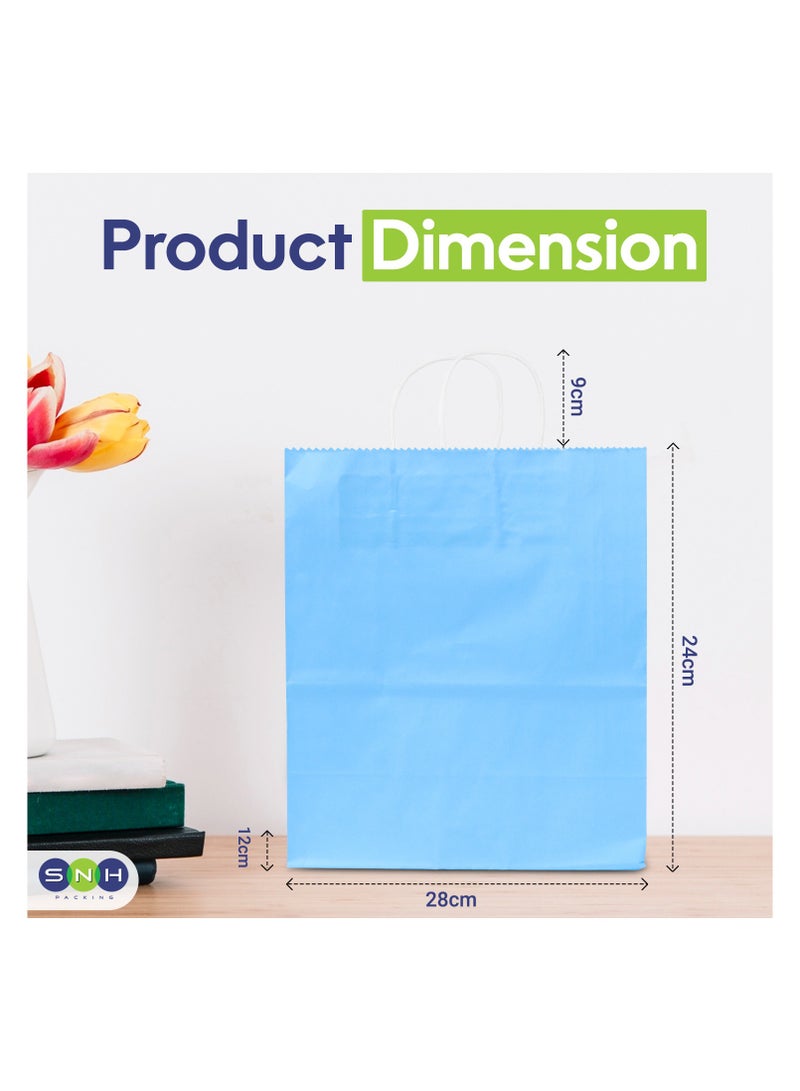 SNH Packing SNH Packing Kraft Paper Bags, Turquoise Blue, 24x28x12 cm - Pack of 10 - Twisted Handle Party Bags for Weddings, Birthdays & Celebrations - Ideal for Favors and Gifts  - Image 2