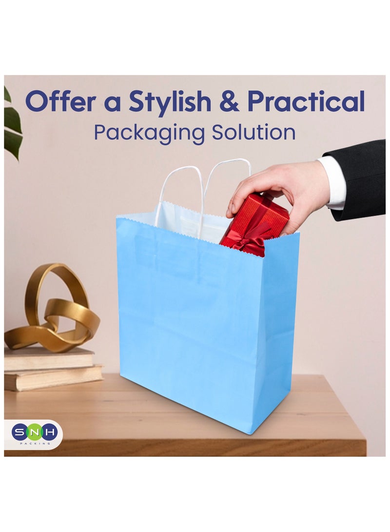 SNH Packing SNH Packing Kraft Paper Bags, Turquoise Blue, 24x28x12 cm - Pack of 10 - Twisted Handle Party Bags for Weddings, Birthdays & Celebrations - Ideal for Favors and Gifts  - Image 5