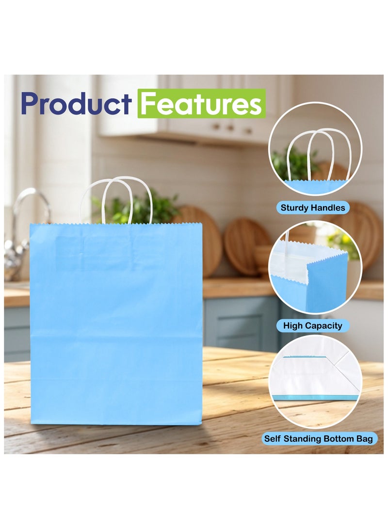 SNH Packing SNH Packing Kraft Paper Bags, Turquoise Blue, 24x28x12 cm - Pack of 10 - Twisted Handle Party Bags for Weddings, Birthdays & Celebrations - Ideal for Favors and Gifts  - Image 3