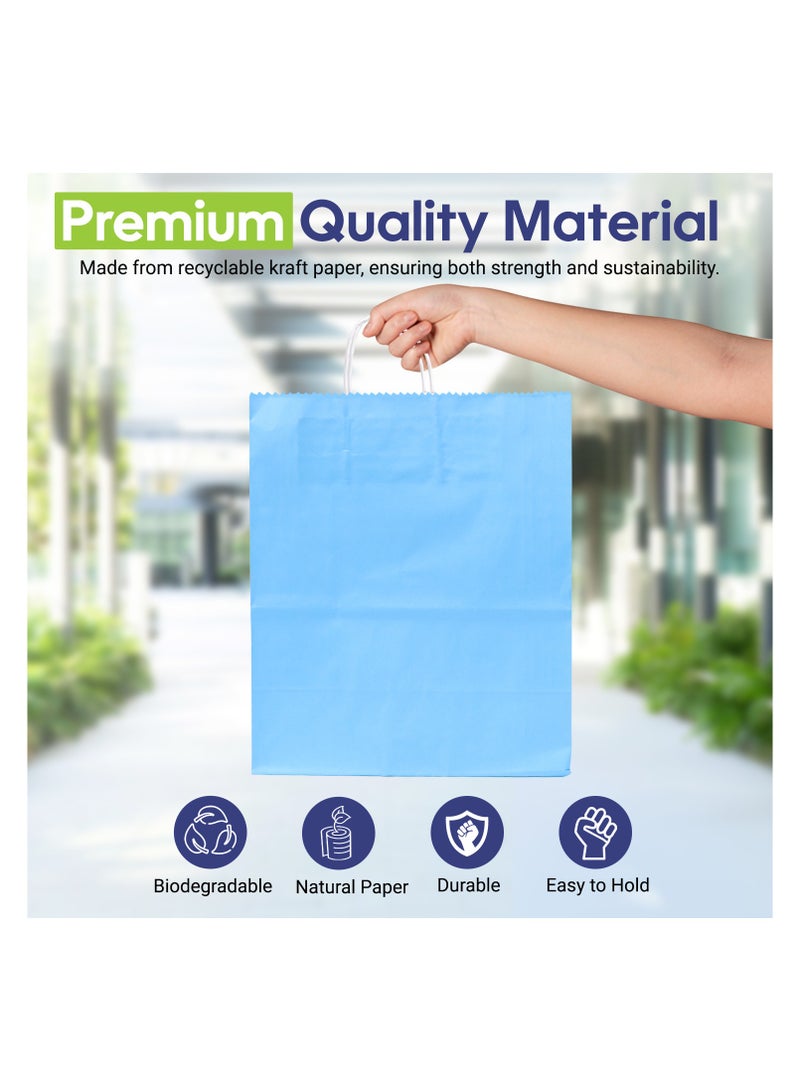 SNH Packing SNH Packing Kraft Paper Bags, Turquoise Blue, 24x28x12 cm - Pack of 10 - Twisted Handle Party Bags for Weddings, Birthdays & Celebrations - Ideal for Favors and Gifts  - Image 4