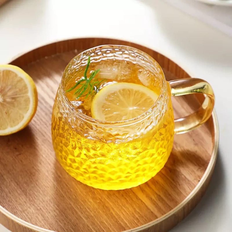 MUAC Glass Tea Coffee Cappuccino Soup Bowl Jumbo Glass Cup Multipurpose Mug with Handle 440ml Pack of 2 - Image 1