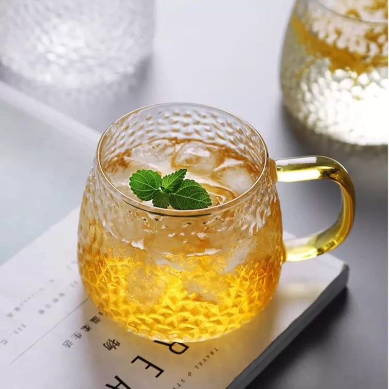 MUAC Glass Tea Coffee Cappuccino Soup Bowl Jumbo Glass Cup Multipurpose Mug with Handle 440ml Pack of 2 - Image 5