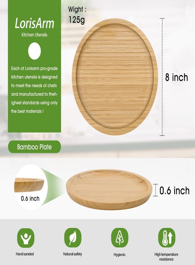 LorisArm Bamboo Plates 8-inch Round Wooden Plate Reusable, Wood Serving Platter for Dinner, Dessert, Salad, Appetizer, Snack. - Image 2