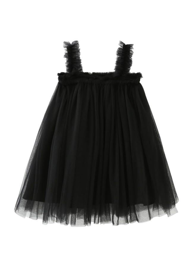 AGQT Baby Girls Tutu Dress Sleeveless Kids Tulle Princess Birthday Dresses Formal Party Gowns Layered Dress Black Size 18-24 Months - Image 1