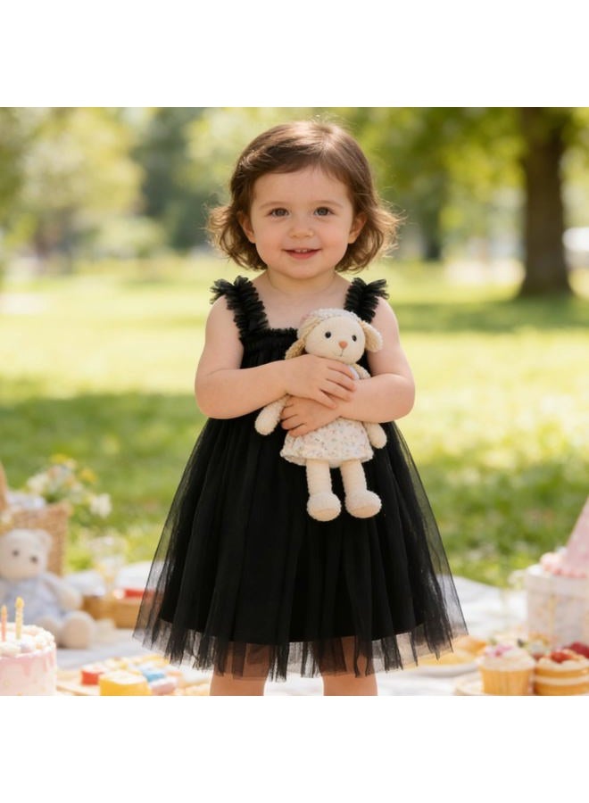 AGQT Baby Girls Tutu Dress Sleeveless Kids Tulle Princess Birthday Dresses Formal Party Gowns Layered Dress Black Size 18-24 Months - Image 2