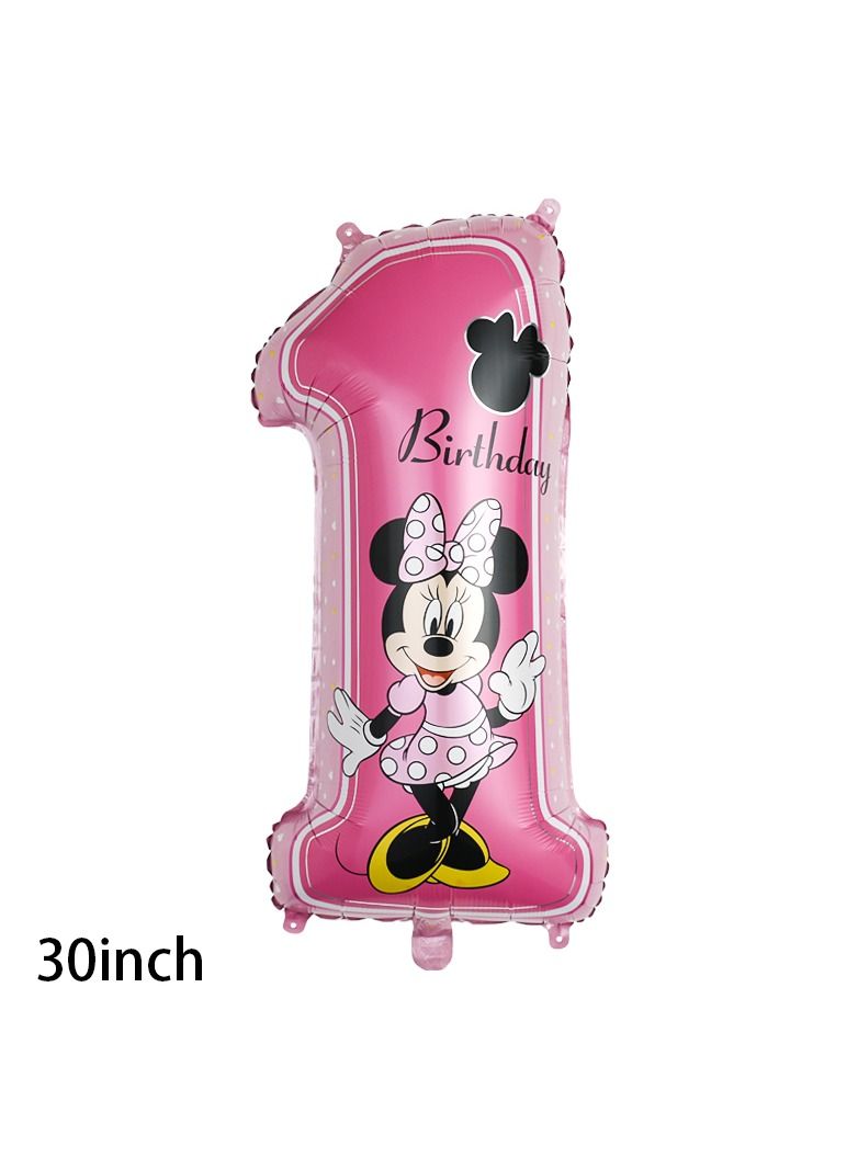 DecoLoral DECOR ME Minnie Mouse 1st Birthday Party Decoration Pink Color , No1 Minnie  Mouse Theme, Birthday Party Supplies , Party supplies kit 13pcs - Image 2