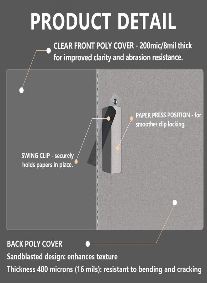 TOTiyea 10 Pack Clear Report Covers with Swing Clip, File Folder with Swing Clip, 30 Sheets Capacity, Slide Locking Report Covers, Letter Size, Clear - Image 4