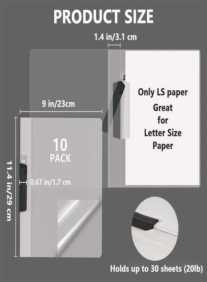 TOTiyea 10 Pack Clear Report Covers with Swing Clip, File Folder with Swing Clip, 30 Sheets Capacity, Slide Locking Report Covers, Letter Size, Clear - Image 2