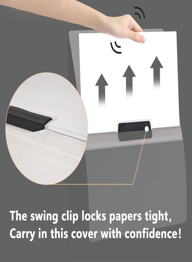 TOTiyea 10 Pack Clear Report Covers with Swing Clip, File Folder with Swing Clip, 30 Sheets Capacity, Slide Locking Report Covers, Letter Size, Clear - Image 5