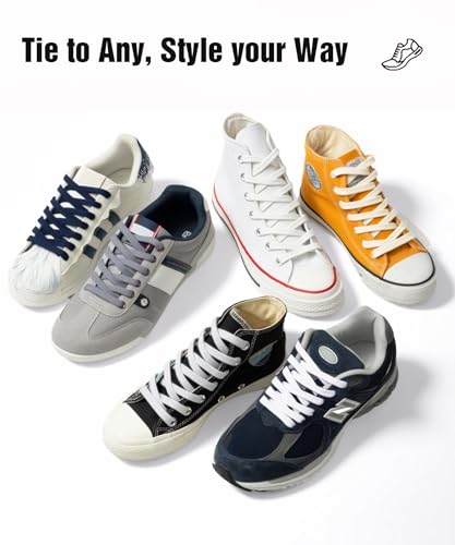 Handshop Wide Flat Athletic Shoelaces 5/16"(2 Pair) - Shoe Laces for Sneakers and Casual Shoes Replacements White 63 inch (160cm) - Image 5
