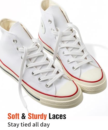 Handshop Wide Flat Athletic Shoelaces 5/16"(2 Pair) - Shoe Laces for Sneakers and Casual Shoes Replacements White 63 inch (160cm) - Image 3