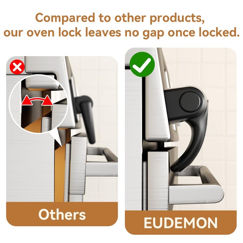 Eudemon 1 Pack Oven Lock,Baby Proofing Oven Door Lock, Child Safety Oven Front Lock, Easy to Install & Use no Tools Need or Drill (Black) - Image 3