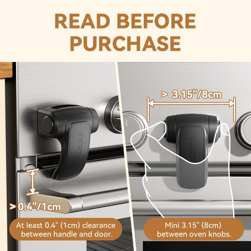 Eudemon 1 Pack Oven Lock,Baby Proofing Oven Door Lock, Child Safety Oven Front Lock, Easy to Install & Use no Tools Need or Drill (Black) - Image 2