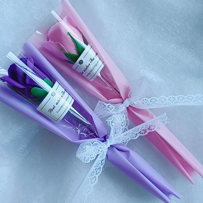 Valentine'S Day Gift Single Soap Flower Rose Artificial Flower Lace Small Fresh Customer Gift To Send Friends - Image 4