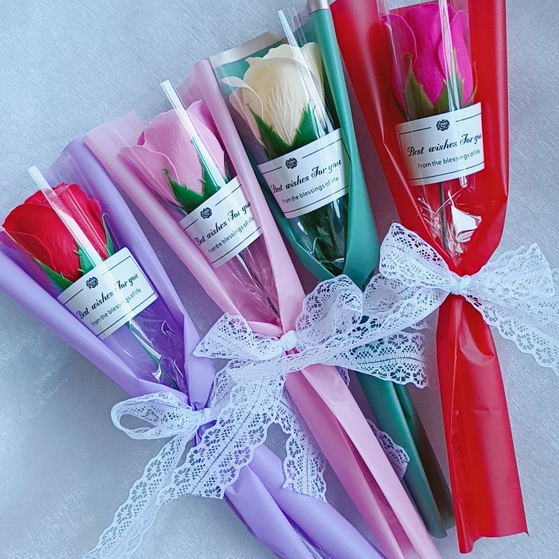 Valentine'S Day Gift Single Soap Flower Rose Artificial Flower Lace Small Fresh Customer Gift To Send Friends - Image 2