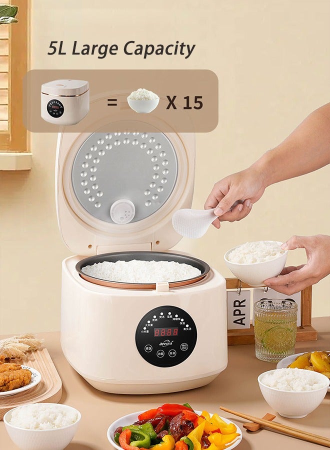 ميون طباخ أرز بسعة كبيرة 5 لتر، طباخ أرز ذكي، تسخين ثلاثي الأبعاد، 8 برامج محددة مسبقًا، وظيفة الإبقاء على الدفء تلقائيًا، مناسب لـ 3-7 أشخاص - Image 2