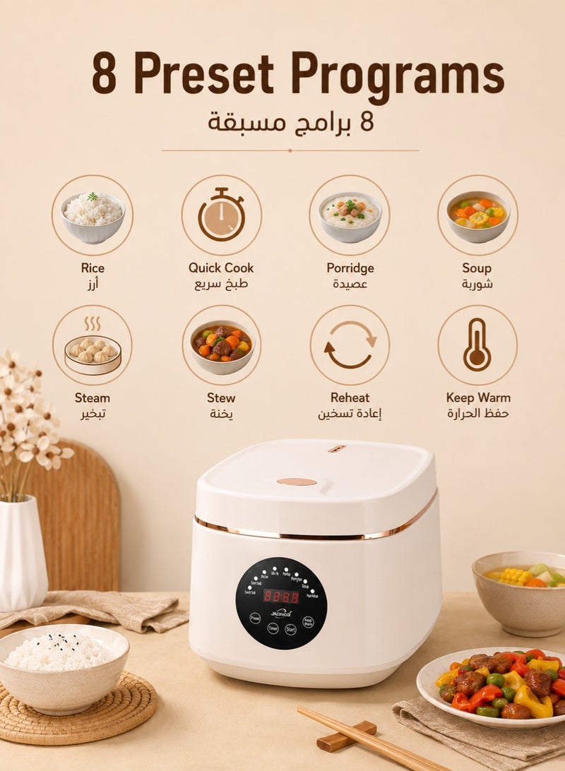 طباخ أرز بسعة كبيرة 5 لتر، طباخ أرز ذكي، تسخين ثلاثي الأبعاد، 8 برامج محددة مسبقًا، وظيفة الإبقاء على الدفء تلقائيًا، مناسب لـ 3-7 أشخاص - Image 4