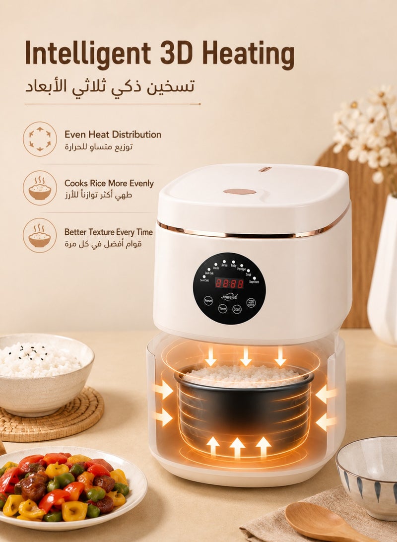 طباخ أرز بسعة كبيرة 5 لتر، طباخ أرز ذكي، تسخين ثلاثي الأبعاد، 8 برامج محددة مسبقًا، وظيفة الإبقاء على الدفء تلقائيًا، مناسب لـ 3-7 أشخاص - Image 5
