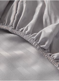 LUNA Home Fitted sheet with elastic corner 180*200+30cm with 2 pillow cases, bedsheet set 0f 3 piece king size, light gray.  - Image 5