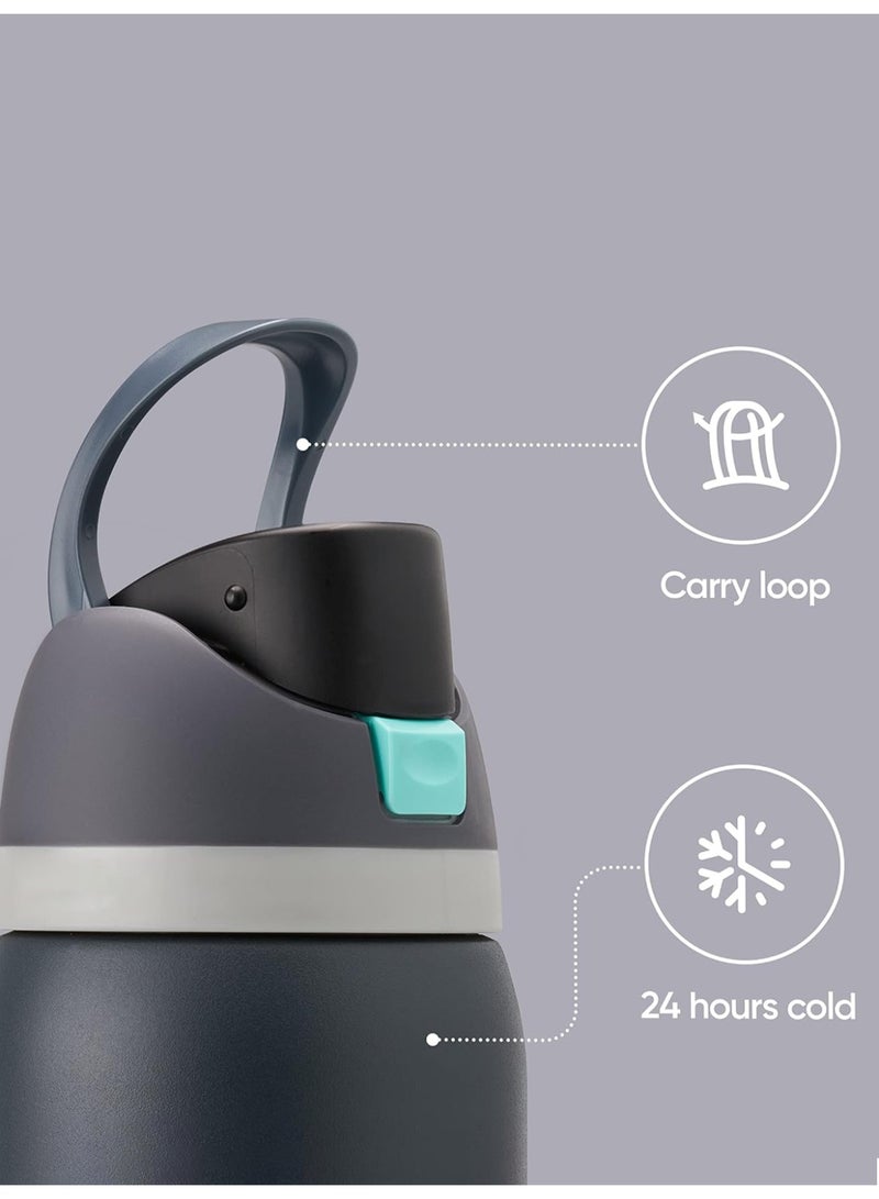 روییيس زجاجة ماء عازلة 1 لتر من الفولاذ المقاوم للصدأ مع قطعة شفط | خالية من BPA، تحافظ على حرارة المشروبات لساعات | مثالية للاستخدام في السفر والرحلات الخارجية - Image 2