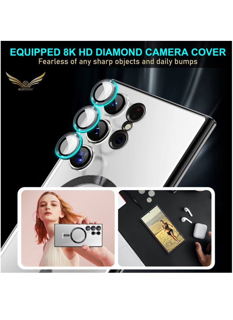BORTONY Galaxy S22 Ultra Magsafe Case Compatible with Magnetic Wireless Charging Ultra Thin Transparent Soft Flexible TPU Camera Lens Protector Shockproof Magnetic Cover  - Image 3