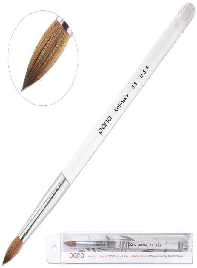 PANA Pure Kolinsky Hair Acrylic Nail Brush - Oval Crimped Clear Acrylic Handle (Size 8) - Image 3